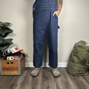 Vintage Sears Tradewear raw blue denim overalls 80s Union made workwear Men 34S